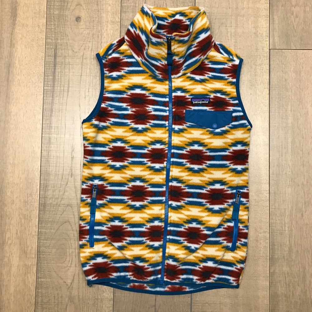 Patagonia Synchilla Vest Womens Size M Multi Aztec‎ Fleece Snap T Southwestern